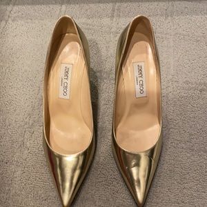 Jimmy choo gold pumps